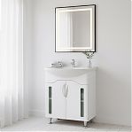 Тумба Runo Толедо 65 напольная, белая + раковина Стиль 65, белая