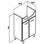 Тумба для ванной комнаты Руно Уют 50, напольная, белая + раковина Уют 50, белая