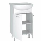 Тумба для ванной комнаты Руно Уют 50, напольная, белая + раковина Уют 50, белая
