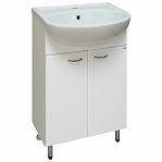Тумба для ванной комнаты Руно Уют 50, напольная, белая + раковина Уют 50, белая