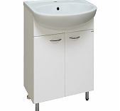 Тумба для ванной комнаты Руно Уют 50, напольная, белая + раковина Уют 50, белая