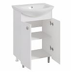 Тумба для ванной комнаты Руно Капри 55 напольная, белая + раковина Элеганс 55, белая