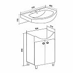 Тумба для ванной комнаты Руно Капри 55 напольная, белая + раковина Элеганс 55, белая