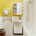 Тумба для ванной комнаты Руно Капри 55 напольная, белая + раковина Элеганс 55, белая