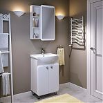 Тумба для ванной комнаты Руно Капри 55 напольная, белая + раковина Элеганс 55, белая