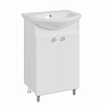 Тумба для ванной комнаты Руно Капри 55 напольная, белая + раковина Элеганс 55, белая
