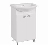 Тумба для ванной комнаты Руно Капри 55 напольная, белая + раковина Элеганс 55, белая