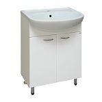 Тумба для ванной комнаты Руно Уют 60, напольная, белая + раковина Уют 60, белая
