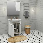 Тумба для ванной комнаты Руно Уют 60, напольная, белая + раковина Уют 60, белая