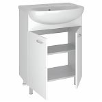 Тумба для ванной комнаты Руно Уют 60, напольная, белая + раковина Уют 60, белая