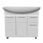 Тумба Runo Эрика 85 напольная, белая + раковина Runo Элеганс 85