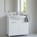 Тумба Runo Эрика 75 напольная, белая + раковина Runo Элеганс 75