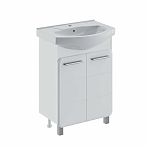 Тумба Runo Эрика 60 напольная, белая + раковина Runo Элеганс 60