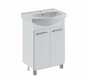 Тумба Runo Эрика 60 напольная, белая + раковина Runo Элеганс 60