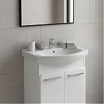 Тумба Runo Эрика 60 напольная, белая + раковина Runo Элеганс 60