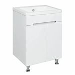 Тумба Runo Парма 60/2 напольная, белая + раковина Runo Omega 60, 00-00001038