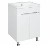 Тумба Runo Парма 60/2 напольная, белая + раковина Runo Omega 60, 00-00001038