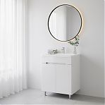 Тумба Runo Парма 60/2 напольная, белая + раковина Runo Omega 60, 00-00001038