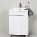 Тумба Runo Парма 60/2 напольная, белая + раковина Runo Omega 60, 00-00001038