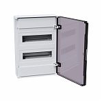 Корпус пластиковый навесной КЭАЗ OptiBox Pro 24-NKR-IP40, 379798, IP40, 24 модуля, прозрачная черная дверца