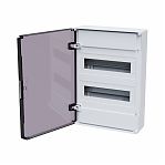 Корпус пластиковый навесной КЭАЗ OptiBox Pro 24-NKR-IP40, 379798, IP40, 24 модуля, прозрачная черная дверца