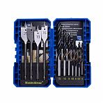 Набор спиральных и перовых сверл по дереву МастерАлмаз 10507812, 11 штук, диаметр 5-25 мм, хвостовик 13 мм