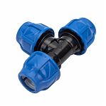 Тройник компрессионный ПНД, соединительный, 16 бар, 20х20х20 мм, черный