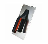 Гладилка плиточная Decor 3K, 280х130 мм, нержавеющая сталь 0.7 мм, прямая, зуб 4х4 мм 680-004