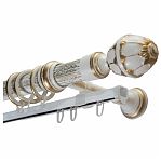 Карниз двухрядный круглый Венеция, Белое золото, 3 м, настенный, металл, крепеж, крючки