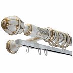Карниз двухрядный круглый Венеция, Белое золото, 3 м, настенный, металл, крепеж, крючки