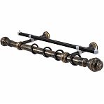 Карниз двухрядный круглый Венеция, Черненое золото, 2.0 м, настенный, металл, крепеж, крючки