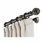 Карниз двухрядный круглый Венеция, Черненое золото, 2.4 м, настенный, металл, крепеж, крючки