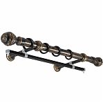 Карниз двухрядный круглый Венеция, Черненое золото, 2.4 м, настенный, металл, крепеж, крючки