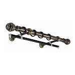 Карниз двухрядный круглый Венеция, Черненое золото, 3 м, настенный, металл, крепеж, крючки