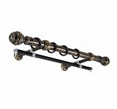 Карниз двухрядный круглый Венеция, Черненое золото, 3 м, настенный, металл, крепеж, крючки