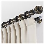 Карниз двухрядный круглый Венеция, Черненое золото, 3 м, настенный, металл, крепеж, крючки