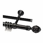 Карниз двухрядный круглый Венеция, Черненое серебро, 2.4 м, настенный, металл, крепеж, крючки