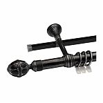 Карниз двухрядный круглый Венеция, Черненое серебро, 2.4 м, настенный, металл, крепеж, крючки