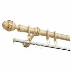 Карниз двухрядный круглый Венеция, Чайное золото, 3 м, настенный, металл, крепеж, крючки