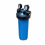 Колба фильтра Kristal Filter Big Blue 20" NT 1" с манометрами, для холодной воды, полипропилен, синий