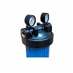 Колба фильтра Kristal Filter Big Blue 20" NT 1" с манометрами, для холодной воды, полипропилен, синий
