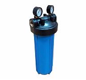 Колба фильтра Kristal Filter Big Blue 20" NT 1" с манометрами, для холодной воды, полипропилен, синий