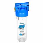 Фильтр двухступенчатый магистральный для воды Аквабрайт стандарт Slim Line АБФ-2, 1 дюйм, прозрачный корпус 