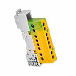 Шина изолированная Tekfor KSN- 6х9-8-ЖЗ 1853103, РЕ, земля, на DIN-рейку, 8 модулей, 100А, на универсальном держателе 