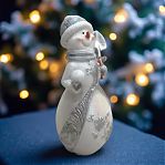 Фигура декоративная Снеговик с лопатой и снежком, новогодняя