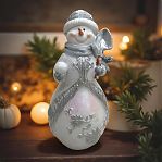 Фигура декоративная Снеговик с лопатой и снежком, новогодняя