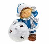 Скульптура-фигура для сада Мальчик около шара, полистоун, 23х34х36 см