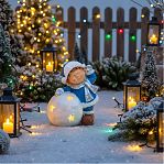 Скульптура-фигура для сада Мальчик около шара, полистоун, 23х34х36 см