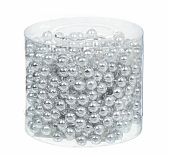 Бусы новогодние SY18ZL-81 S, пластик, круглые, серебряные, 1.4х500 см