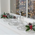 Бусы новогодние SY18ZL-81 S, пластик, круглые, серебряные, 1.4х500 см